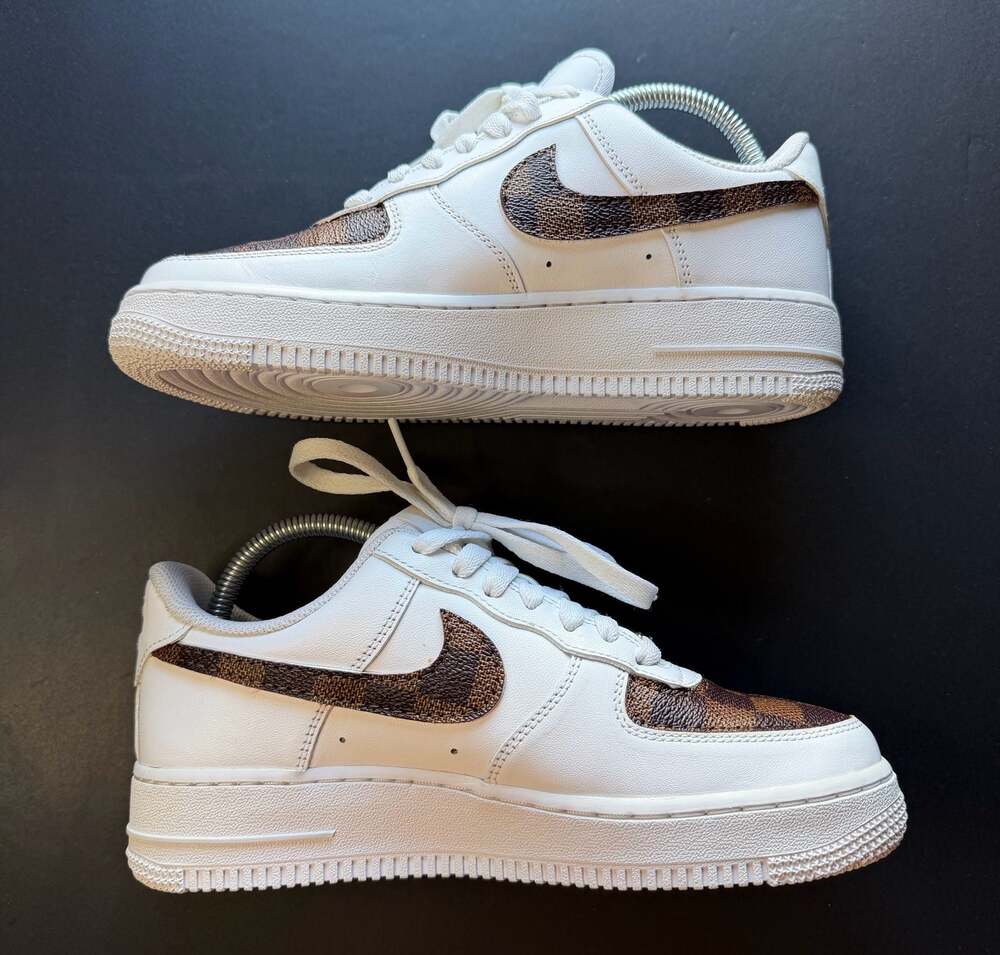 Size: 7.5w- Nike Air Force 1 Low Custom with Brown LV pattern - Picture 3 of 6